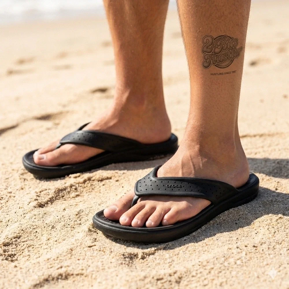 CROCS LiteRide Inmotion Flip Flops Black Sandals 211101-001 Men's 8 **NEW**